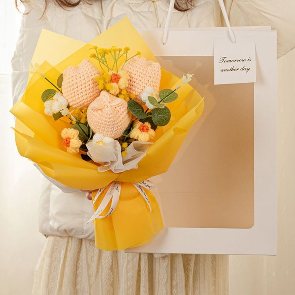 Bouquet De Fleurs Au Crochet Bouquet De Tulipes Tricotées À La Main Cadeau Pour Elle -