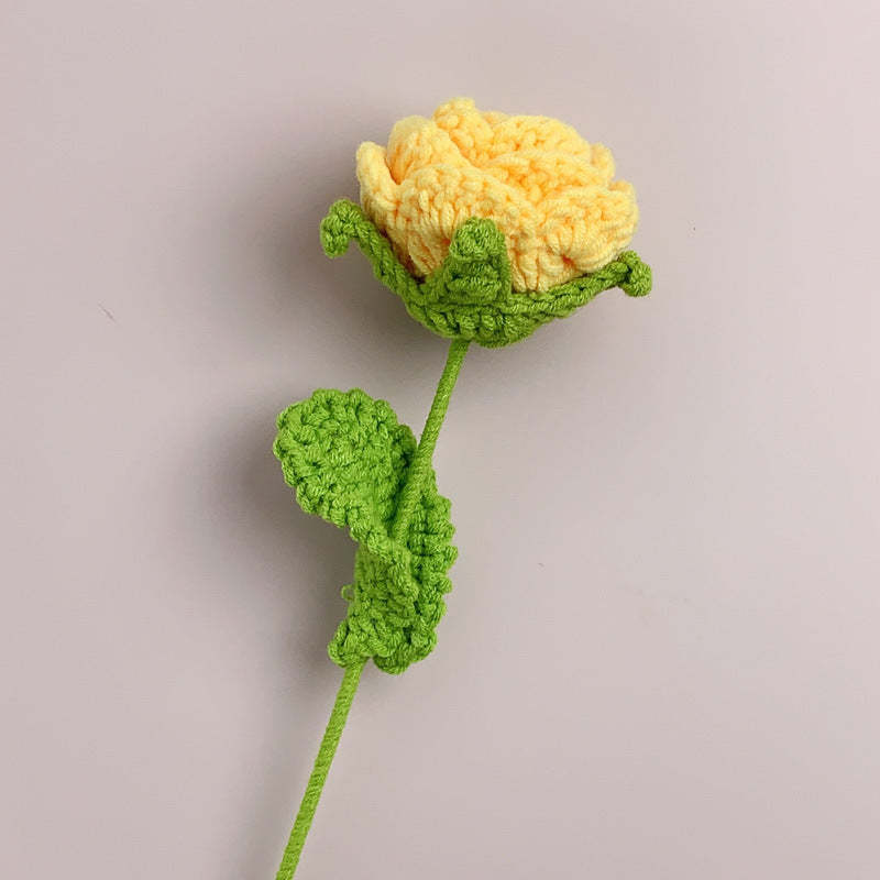Cadeau De Fleur Tricoté À La Main De Fleur De Crochet De Roses Pour L'amant -