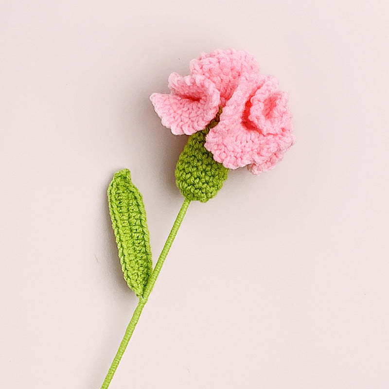 Cadeau De Fleur Tricoté À La Main De Fleur De Crochet D'oeillet Pour L'amant -