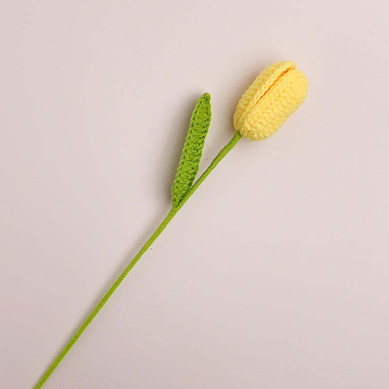Cadeau De Fleur Tricoté À La Main De Fleur De Crochet De Tulipe Pour L'amant -