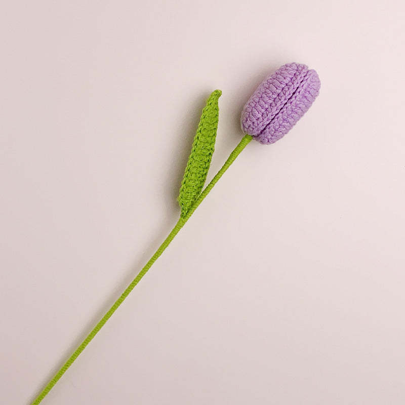 Cadeau De Fleur Tricoté À La Main De Fleur De Crochet De Tulipe Pour L'amant -