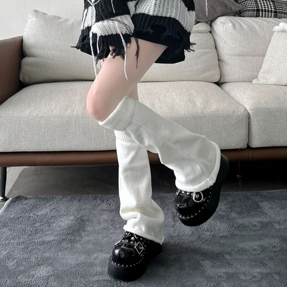 Chaussettes Mi-tube Tricotées Pour Femmes Chaussettes En Laine Chaudes D'hiver À Jambes Larges -