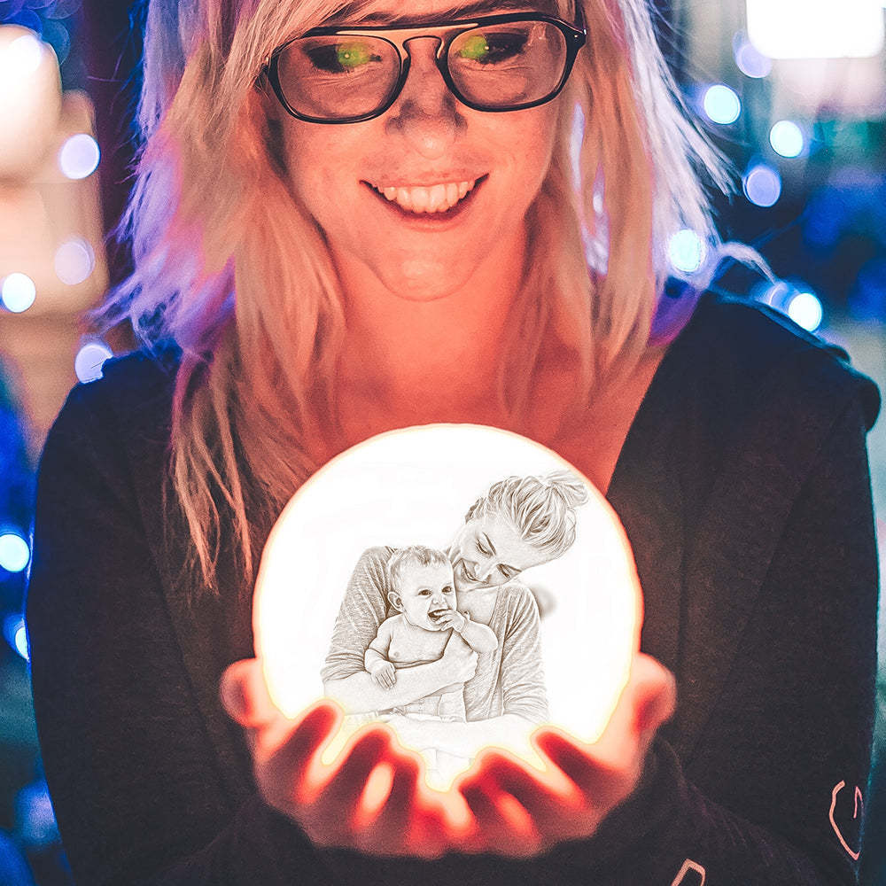 Cadeau Pour Maman Photo Lune Lampe Personnalisé 3d Imprimé Photo Lumière Lune Peinture Lumière Cadeaux Pour Maman - MaPhotochaussetteFr