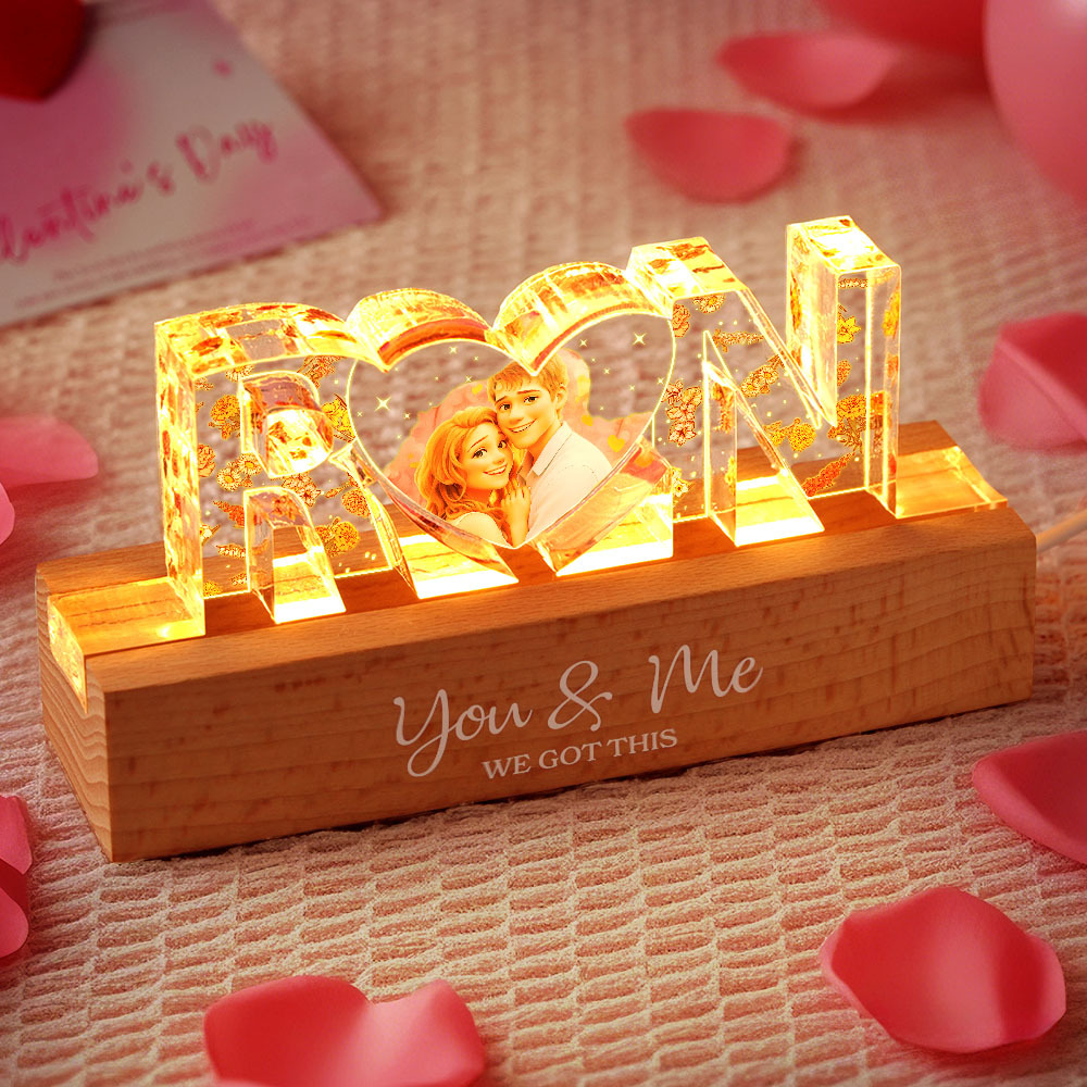 Veilleuse Fleur Personnalisée Pour Couple - MaPhotochaussetteFr