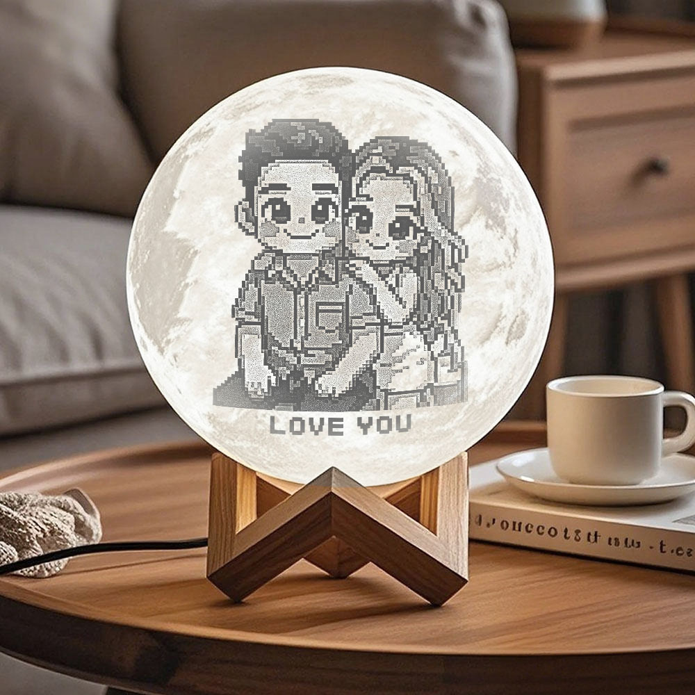 Lampe Lune Photo 3d Personnalisée Avec Votre Texte - Effet Anime Tactile 3 Couleurs - MaPhotochaussetteFr