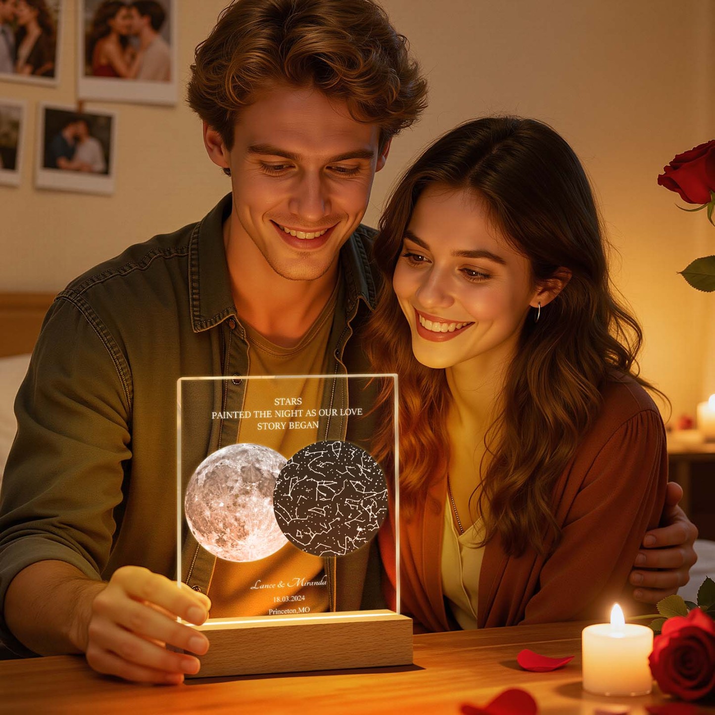 Lampe Acrylique Personnalisée Lune Et Constellations – Cadeau Romantique De Saint-valentin Pour Lui Ou Elle - MaPhotochaussetteFr