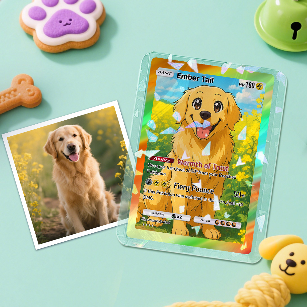 Carte Pokemon Personnalisée Pour Animaux De Compagnie, Cadeau Personnalisé Pour Les Amoureux Des Animaux De Compagnie, Cadeaux Personnalisés Pour Chiens - MaPhotochaussetteFr