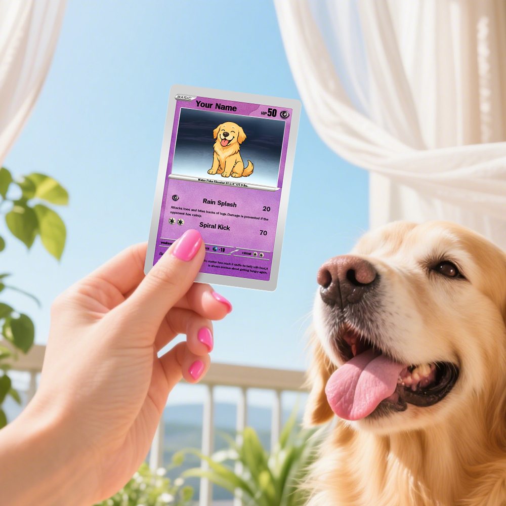 Carte Pokemon Personnalisée Pour Animaux De Compagnie, Cadeau Personnalisé Pour Les Amoureux Des Animaux De Compagnie, Cadeaux Personnalisés Pour Chiens - MaPhotochaussetteFr