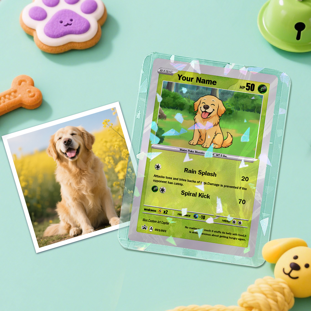 Carte Pokemon Personnalisée Pour Animaux De Compagnie, Cadeau Personnalisé Pour Les Amoureux Des Animaux De Compagnie, Cadeaux Personnalisés Pour Chiens - MaPhotochaussetteFr