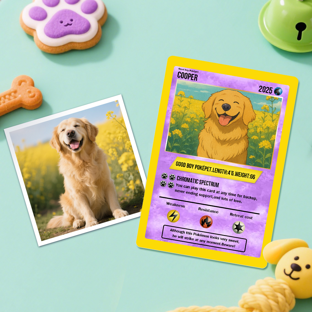 Carte Pokemon Personnalisée Pour Animaux De Compagnie, Cadeau Personnalisé Pour Les Amoureux Des Animaux De Compagnie, Cadeaux Personnalisés Pour Chiens - MaPhotochaussetteFr