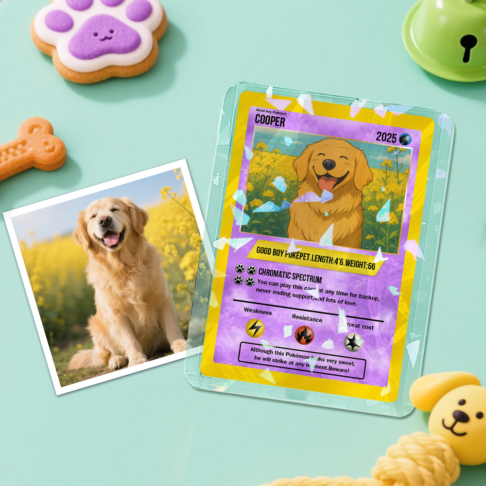Carte Pokemon Personnalisée Pour Animaux De Compagnie, Cadeau Personnalisé Pour Les Amoureux Des Animaux De Compagnie, Cadeaux Personnalisés Pour Chiens - MaPhotochaussetteFr