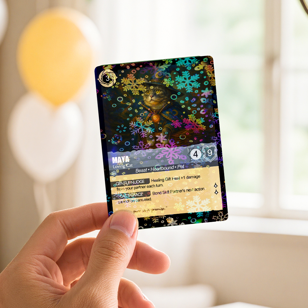 Carte À Collectionner Personnalisée Avec Un Animal De Compagnie Mignon, Carte Acrylique Personnalisée De Style Dessin Animé, Avec Styles De Film Optionnels - MaPhotochaussetteFr