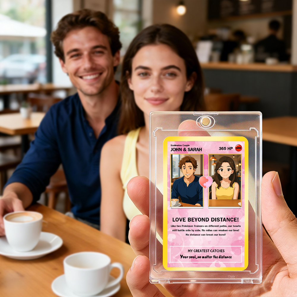 Carte Personnalisée Avec Photo Et Texte Pour Couples - Souvenir D'anniversaire - Cadeau « l'amour Au-delà De La Distance » - MaPhotochaussetteFr