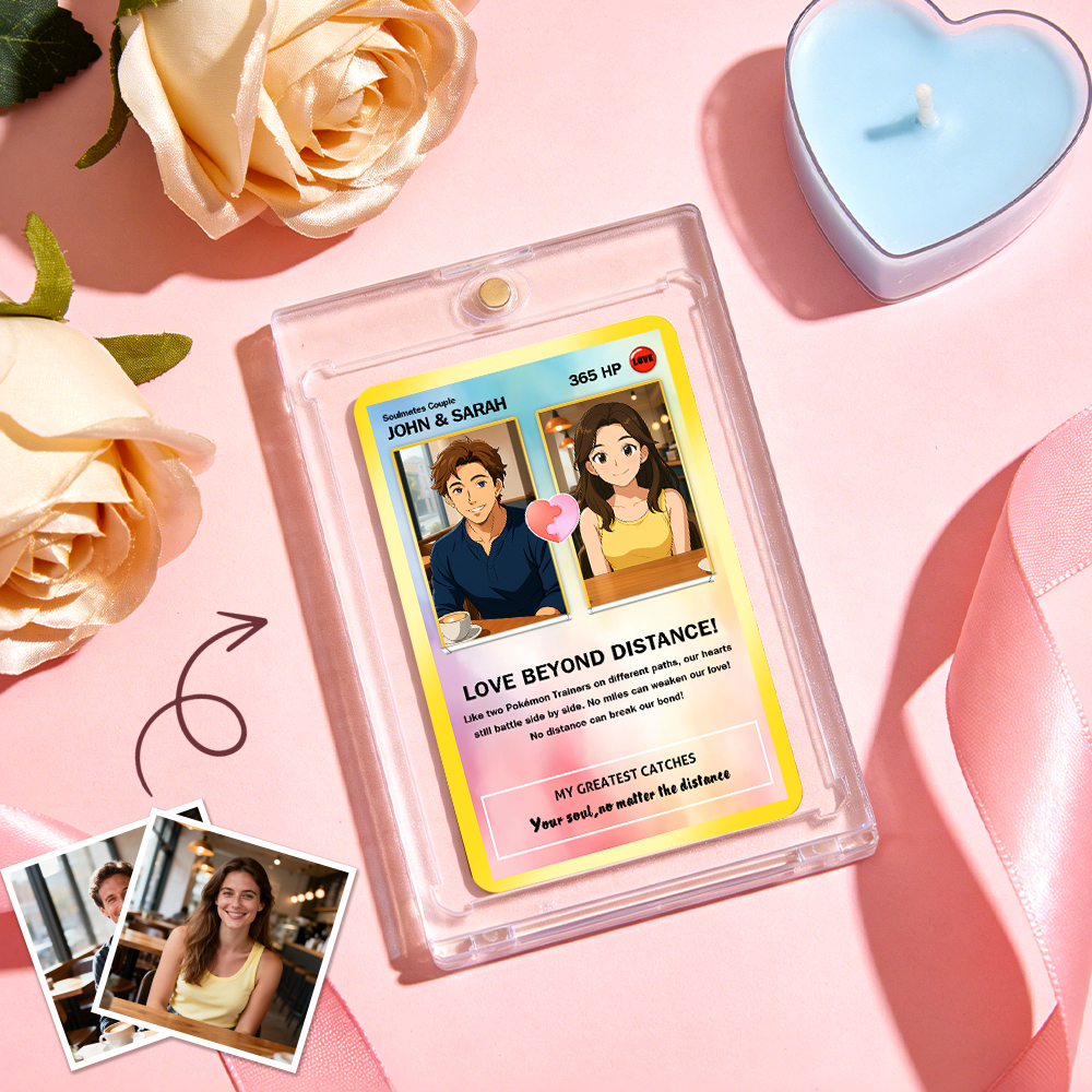 Carte Personnalisée Avec Photo Et Texte Pour Couples - Souvenir D'anniversaire - Cadeau « l'amour Au-delà De La Distance » - MaPhotochaussetteFr