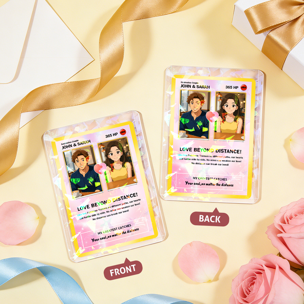 Carte Personnalisée Avec Photo Et Texte Pour Couples - Souvenir D'anniversaire - Cadeau « l'amour Au-delà De La Distance » - MaPhotochaussetteFr