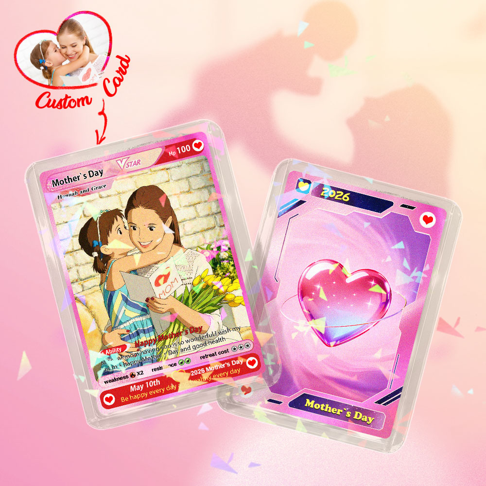 Carte De Jeu Photo Anime Personnalisée Pour La Fête Des Mères - Carte Maman Et Enfant - MaPhotochaussetteFr