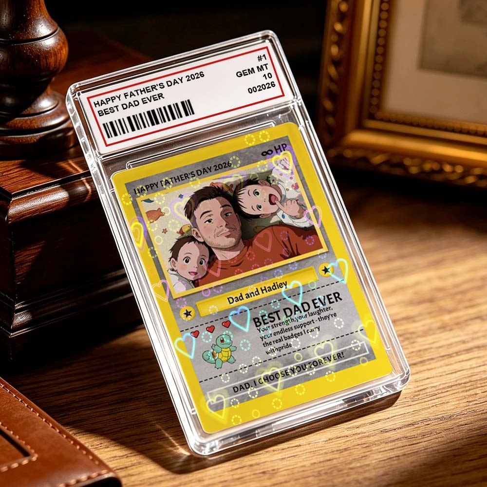 Carte Personnalisée Pour La Fête Des Pères – Carte à Collectionner Personnalisée Avec Photo Et Noms – Cadeau Unique « Meilleur Papa De Tous Les Temps » Pour Papa, Grand-père, Mari – Plaque De Collection Style Poke Pour La Fête Des Pères 2026