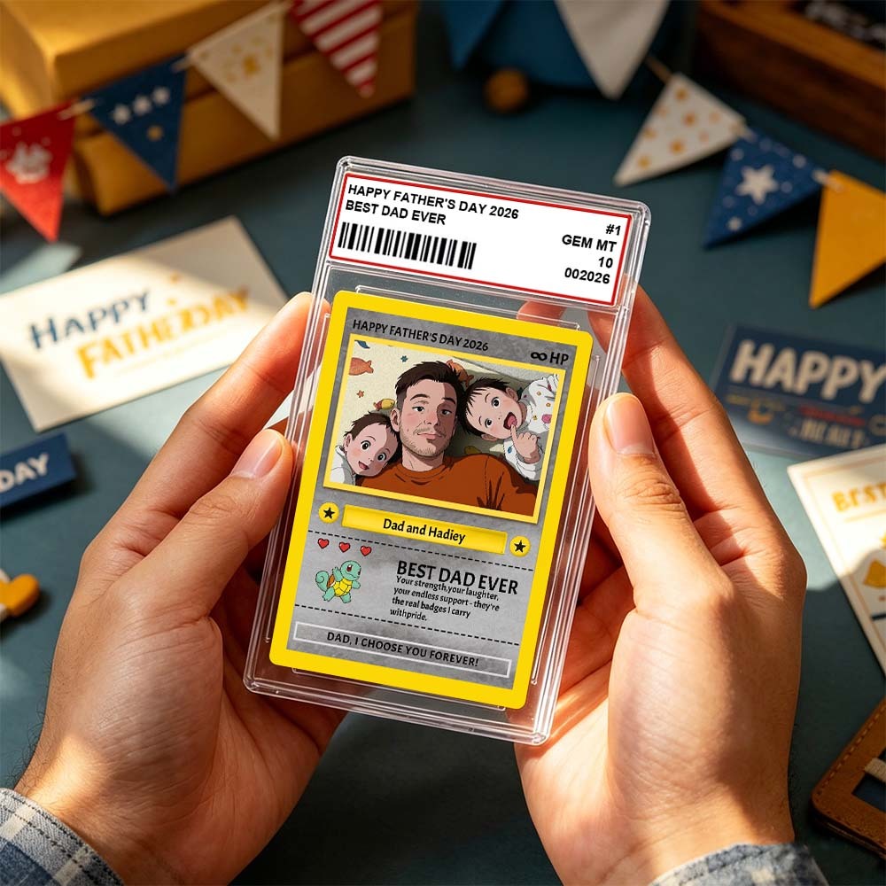 Carte Personnalisée Pour La Fête Des Pères – Carte à Collectionner Personnalisée Avec Photo Et Noms – Cadeau Unique « Meilleur Papa De Tous Les Temps » Pour Papa, Grand-père, Mari – Plaque De Collection Style Poke Pour La Fête Des Pères 2026