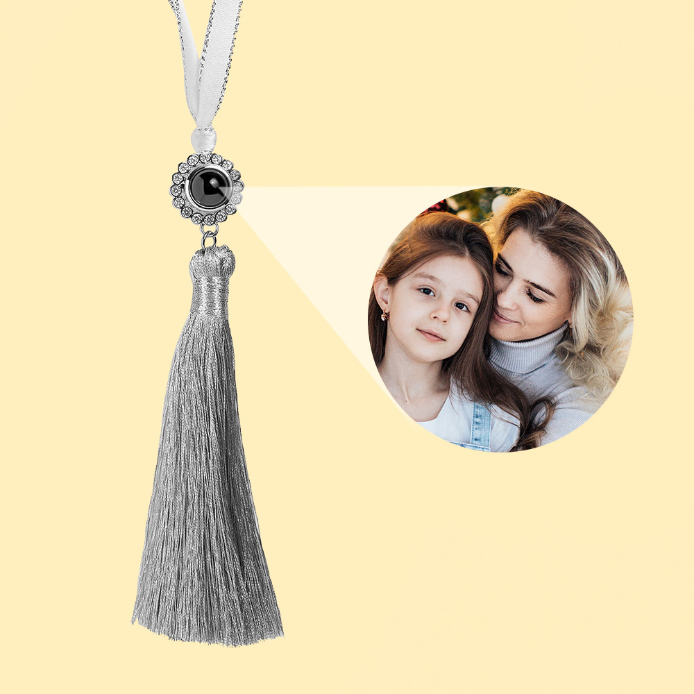 Ornement De Noël Personnalisé En Forme De Cœur Avec Pompon Et Projection De Pierres Précieuses - Cadeau De Noël - MaPhotochaussetteFr