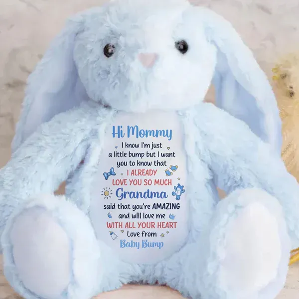 Chère Maman, Je T'aime - Lapin En Peluche Personnalisé - MaPhotochaussetteFr