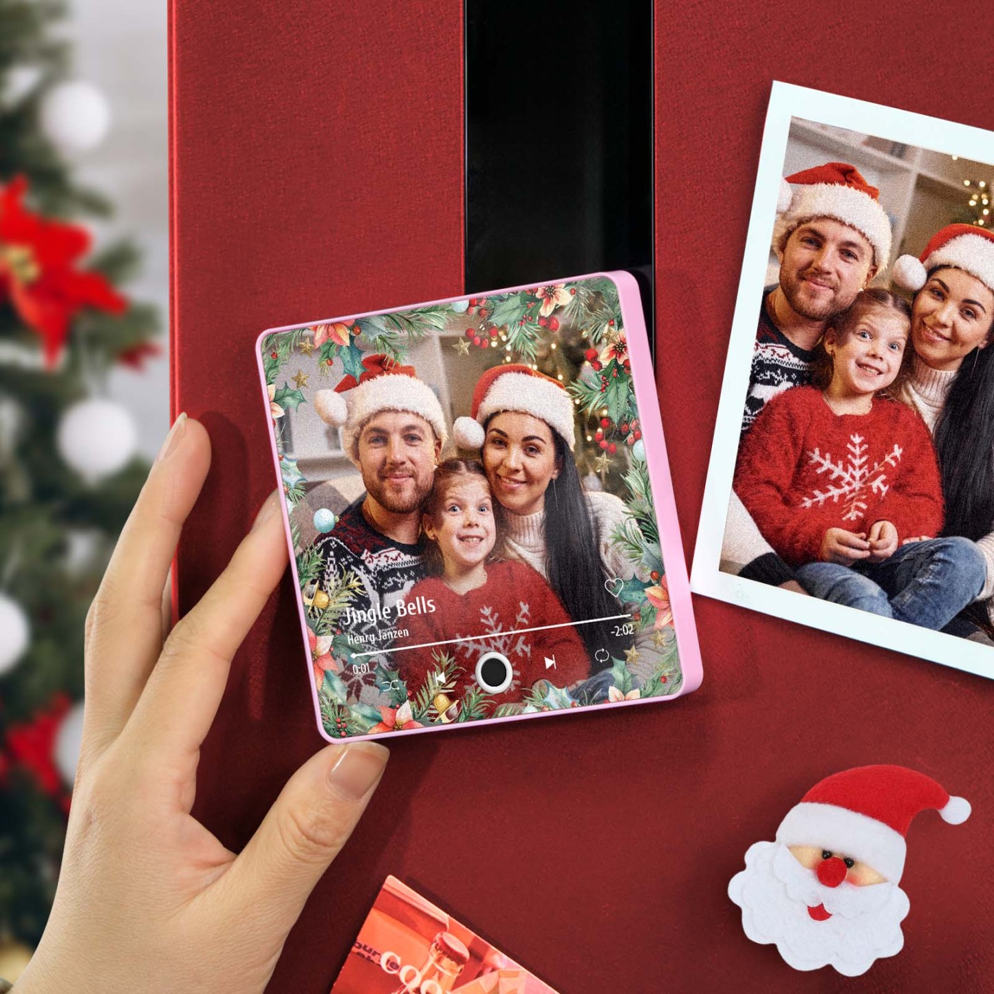 Aimant De Réfrigérateur Avec Photo De Famille Personnalisée, Cadeaux De Noël Pour La Famille, Aimants Musicaux Personnalisés, Peuvent Jouer Des Chansons - MaPhotochaussetteFr