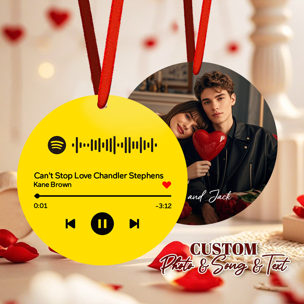 Code Spotify Scannable Personnalisé, Ornements Roses, Photo Suspendue, Gravure, Chanson Musicale Personnalisée, Cadeau De Saint-valentin - MaPhotochaussetteFr