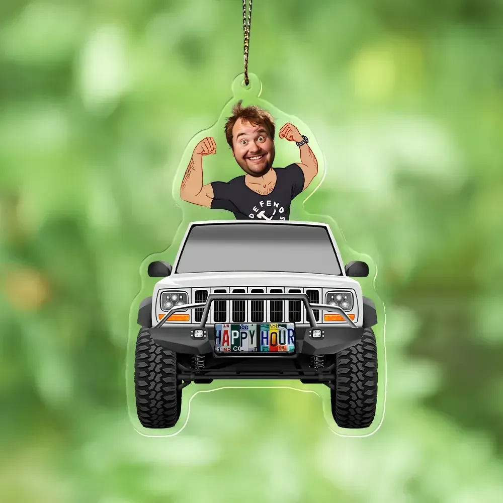 Ornement De Voiture Personnalisé En Acrylique « Muscle Daddy Happy Hour » - Cadeau De Noël - MaPhotochaussetteFr