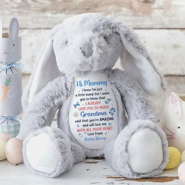Chère Maman, Je T'aime - Lapin En Peluche Personnalisé - MaPhotochaussetteFr