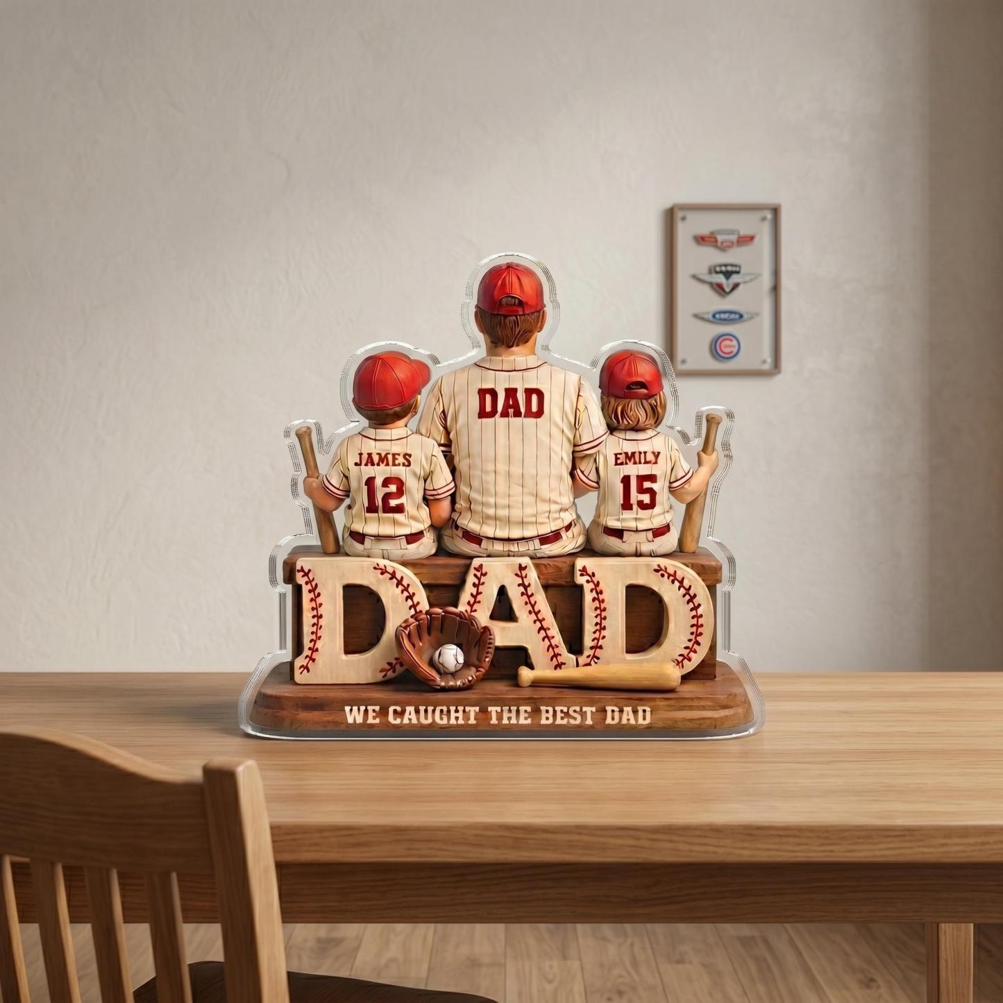Nous avons attrapé le meilleur papa baseball, plaque acrylique 2D personnalisée, cadeau personnalisé de la fête des pères pour papa, cadeau pour mari, grand-père, cadeau sincère - MaPhotochaussetteFr
