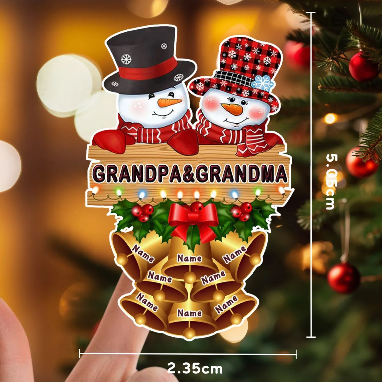 Autocollant Personnalisé Bonhomme De Neige Papa Nana, Cadeau De Noël En Famille, Autocollant De Noël - MaPhotochaussetteFr