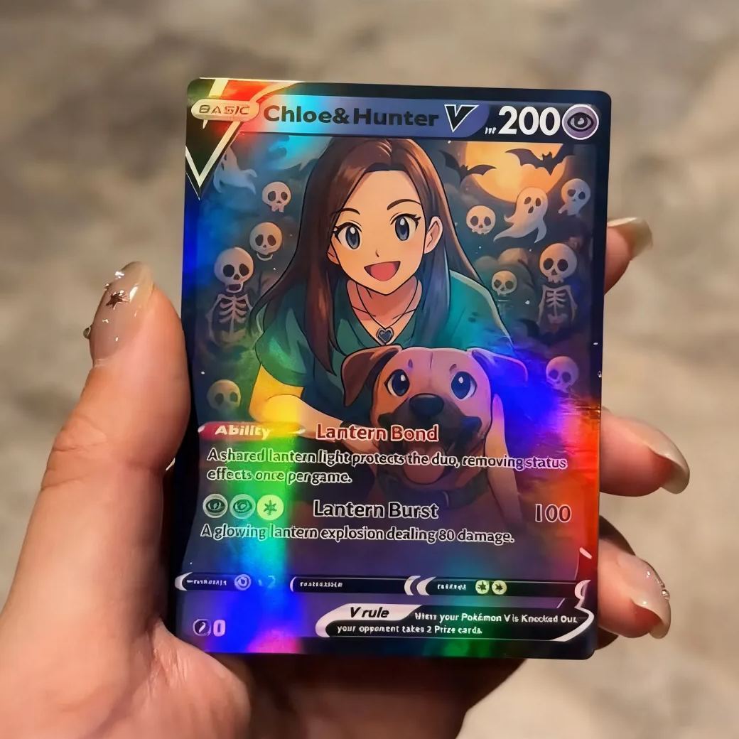 Carte À Collectionner Halloween Personnalisée Transformez Votre Animal De Compagnie En Une Carte Pokémon Effrayante Cadeau D'halloween Personnalisé Pour Animal De Compagnie