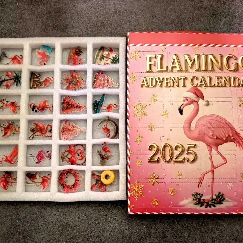 Calendrier De L'avent Flamants Roses 2025 – Coffret Compte À Rebours De Noël Flamants Roses En Acrylique 2d, Décoration Tropicale Pour Les Fêtes, Cadeau Idéal Pour Filles Et Femmes - MaPhotochaussetteFr