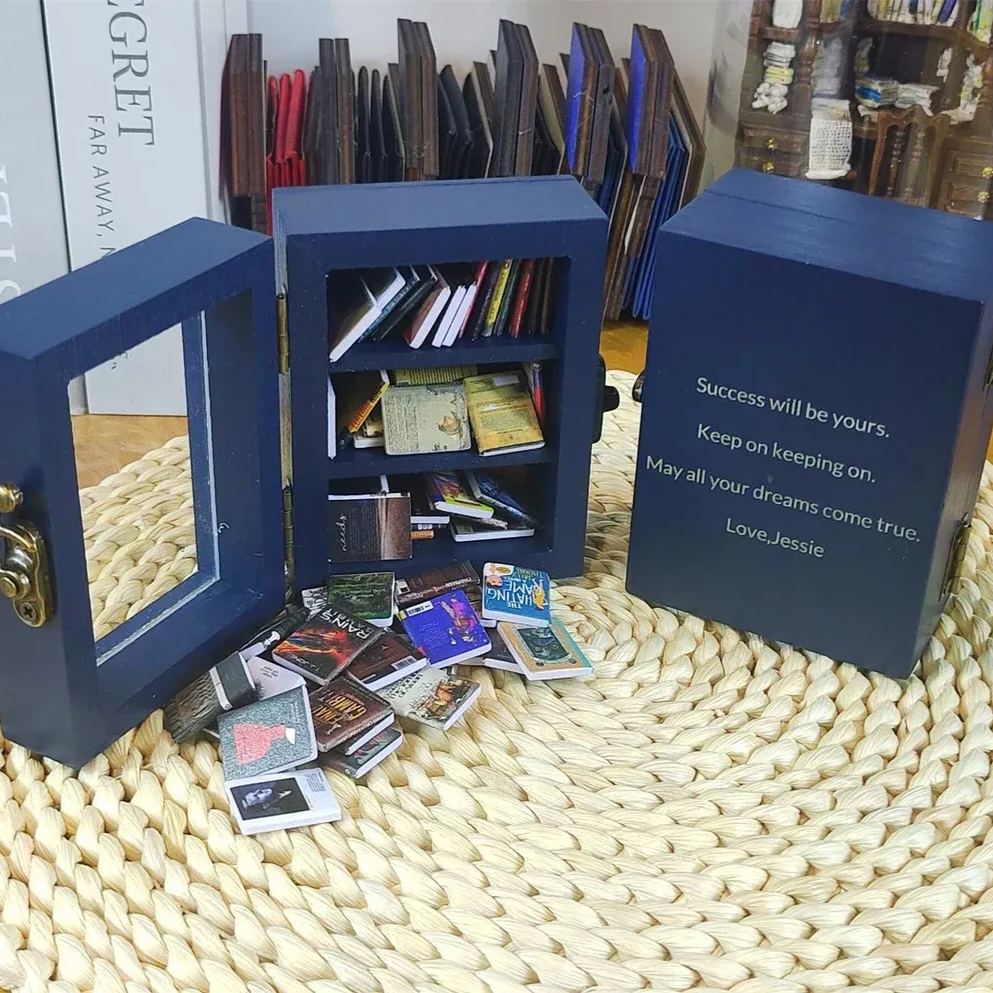 Bibliothèque De Poche Personnalisée Anti-anxiété, Mini Bibliothèque, Paysage Miniature, Cadeau Pour Amoureux Des Livres, Décoration De Bureau