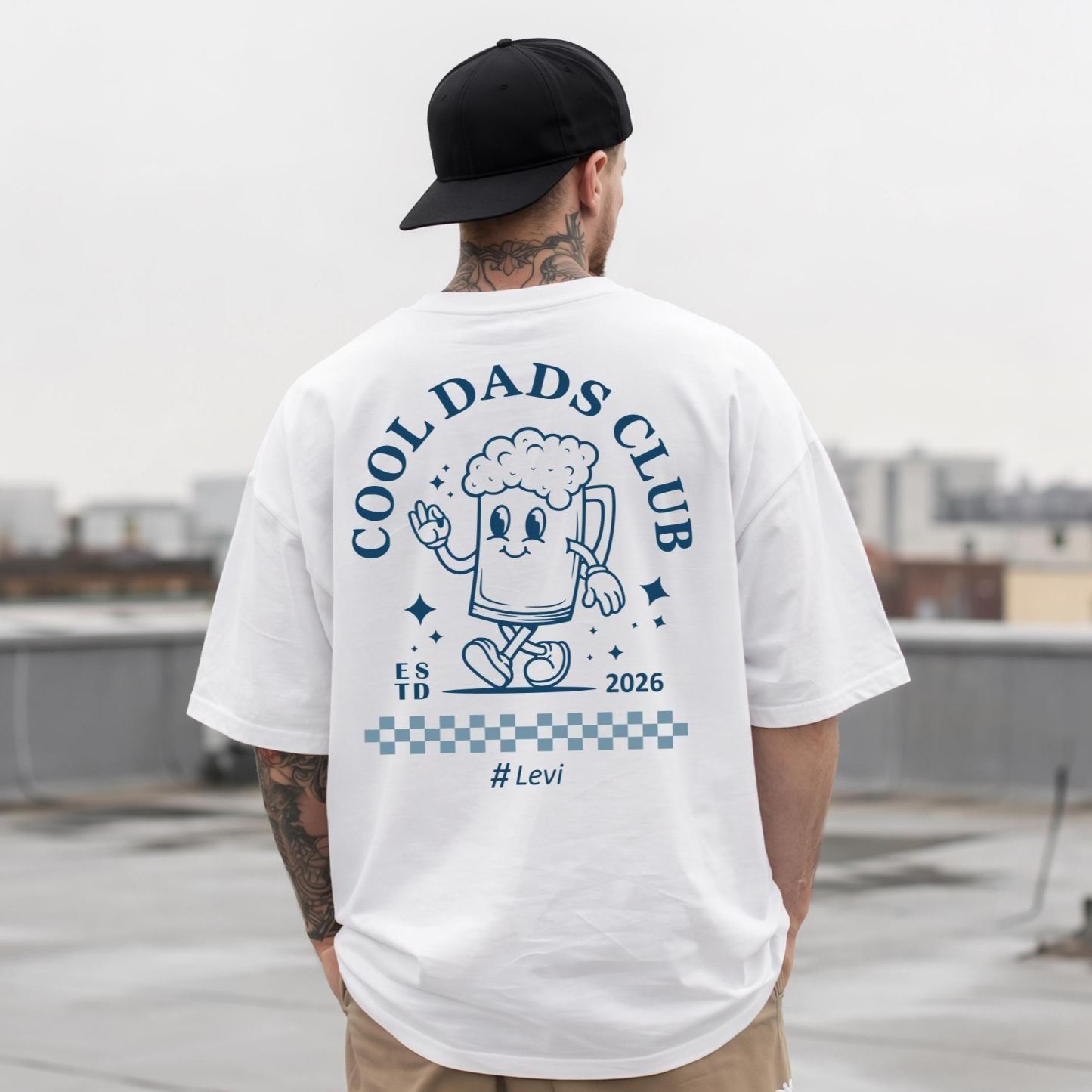 T-shirt personnalisé oversize « Dad Club » avec année de naissance de l'enfant – Cadeau fête des pères, Chemise papa pour papa, idée cadeau pour les pères - MaPhotochaussetteFr