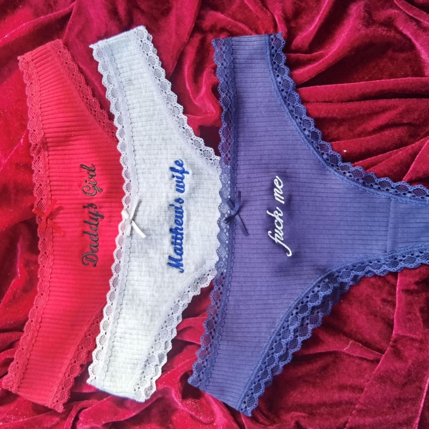 String En Coton Personnalisé – Nom Brodé Personnalisé, Lingerie De Mariée, Cadeau De Mariage - MaPhotochaussetteFr
