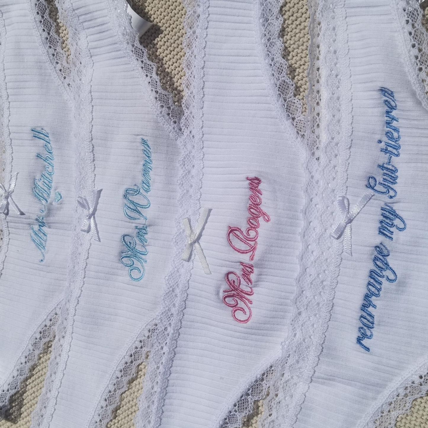 String En Coton Personnalisé – Nom Brodé Personnalisé, Lingerie De Mariée, Cadeau De Mariage - MaPhotochaussetteFr