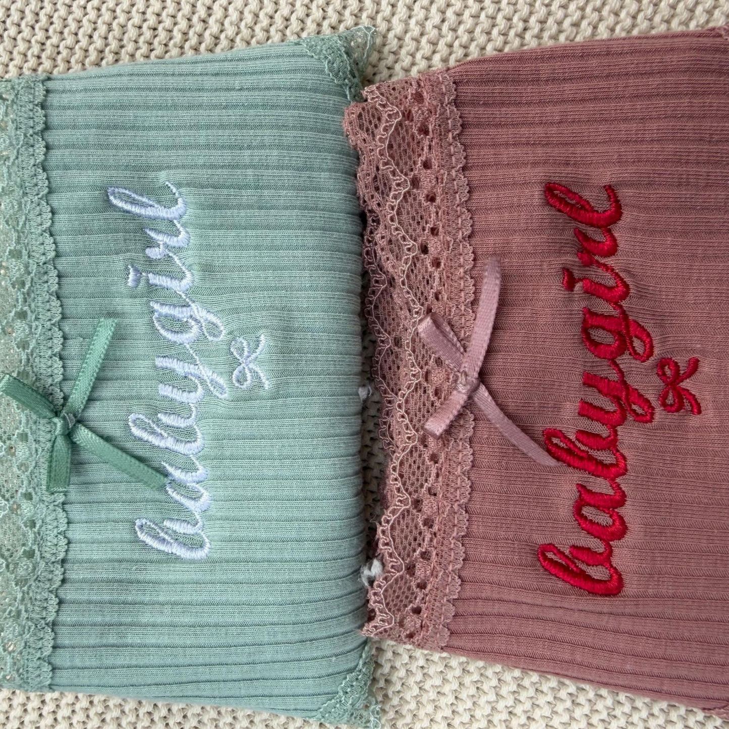 String En Coton Personnalisé – Nom Brodé Personnalisé, Lingerie De Mariée, Cadeau De Mariage - MaPhotochaussetteFr