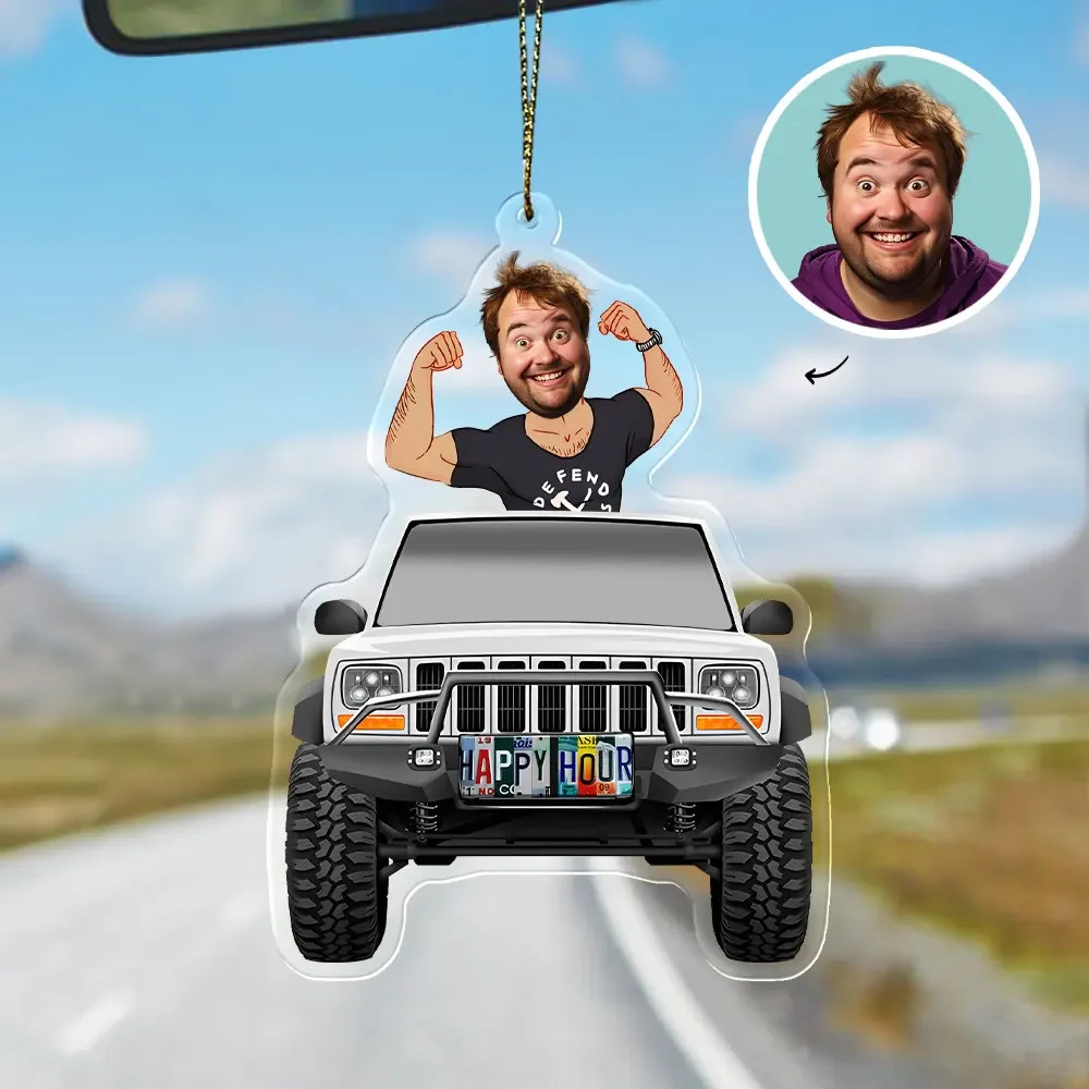 Ornement De Voiture Personnalisé En Acrylique « Muscle Daddy Happy Hour » - Cadeau De Noël