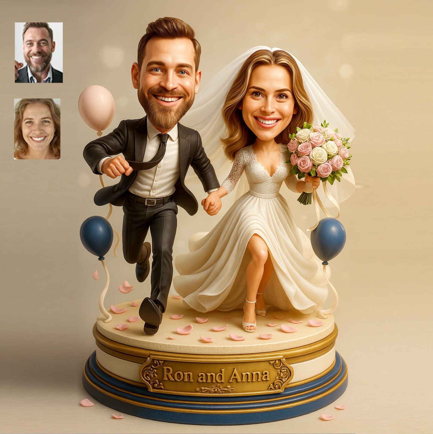 Plaque De Portrait En Acrylique Personnalisée Pour Couple De Mariage, Aspect 2d, 3d Pop
