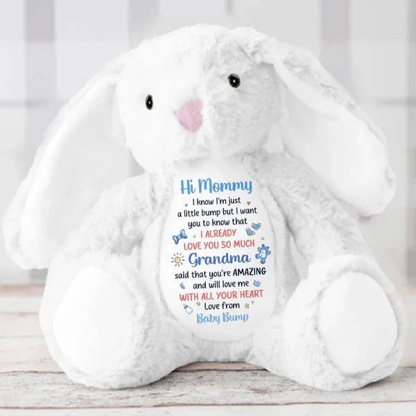 Chère Maman, Je T'aime - Lapin En Peluche Personnalisé - MaPhotochaussetteFr