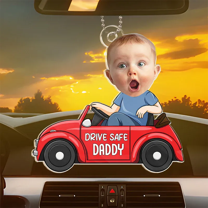 Photo Personnalisée « un Bébé Rend L'amour Plus Fort » - Décoration De Voiture Personnalisée Pour La Famille - Forme Personnalisée En Acrylique - Cadeau Pour Les Membres De La Famille - MaPhotochaussetteFr