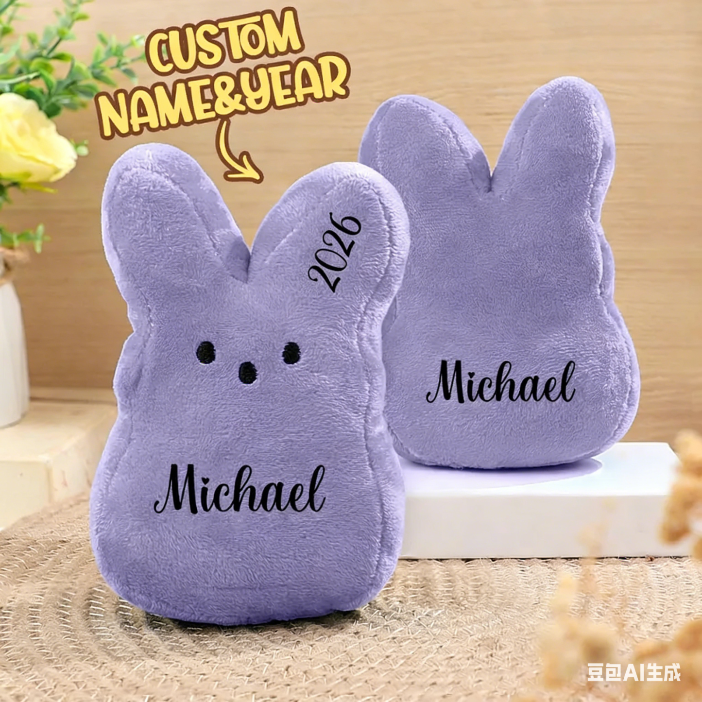 Easter Peeps Bunny Plush Toy,Personalized Peeps Bunnies,Mini Peeps Plush Doll,Easter basket,Baby Easter Gift,Plush Bunny,Custom Peeps Bunny