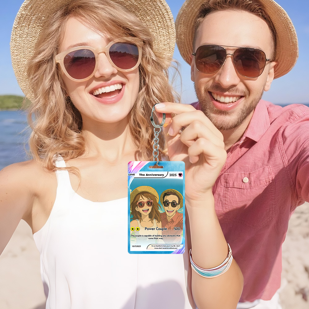 Custom Cartoon Style Keychain Perfect Gift Personalized Cartoon Gift with Photo & Text Acrylic Keychain Gift - MyPhotoSocks
