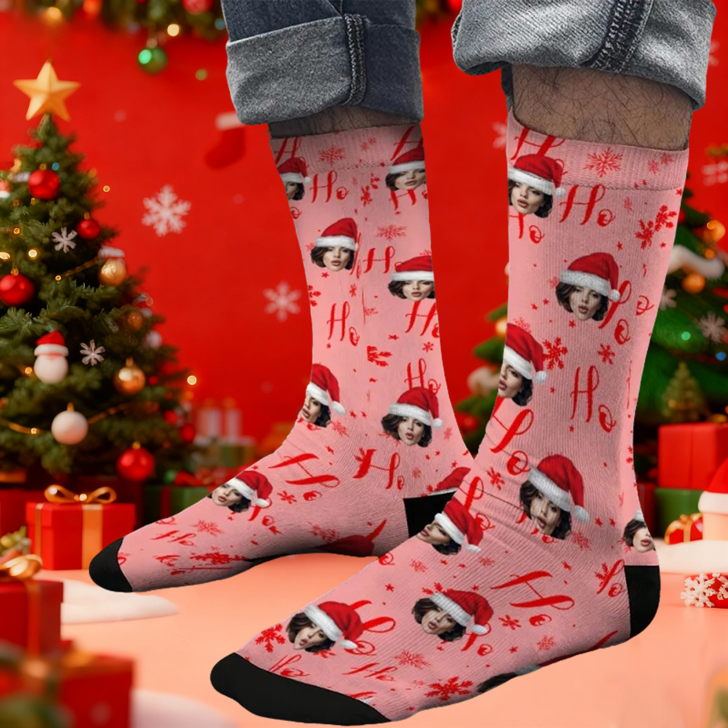 Christmas Socks Custom Face Socks Personalized Funny Custom Design Best Gift Idea for Xmas