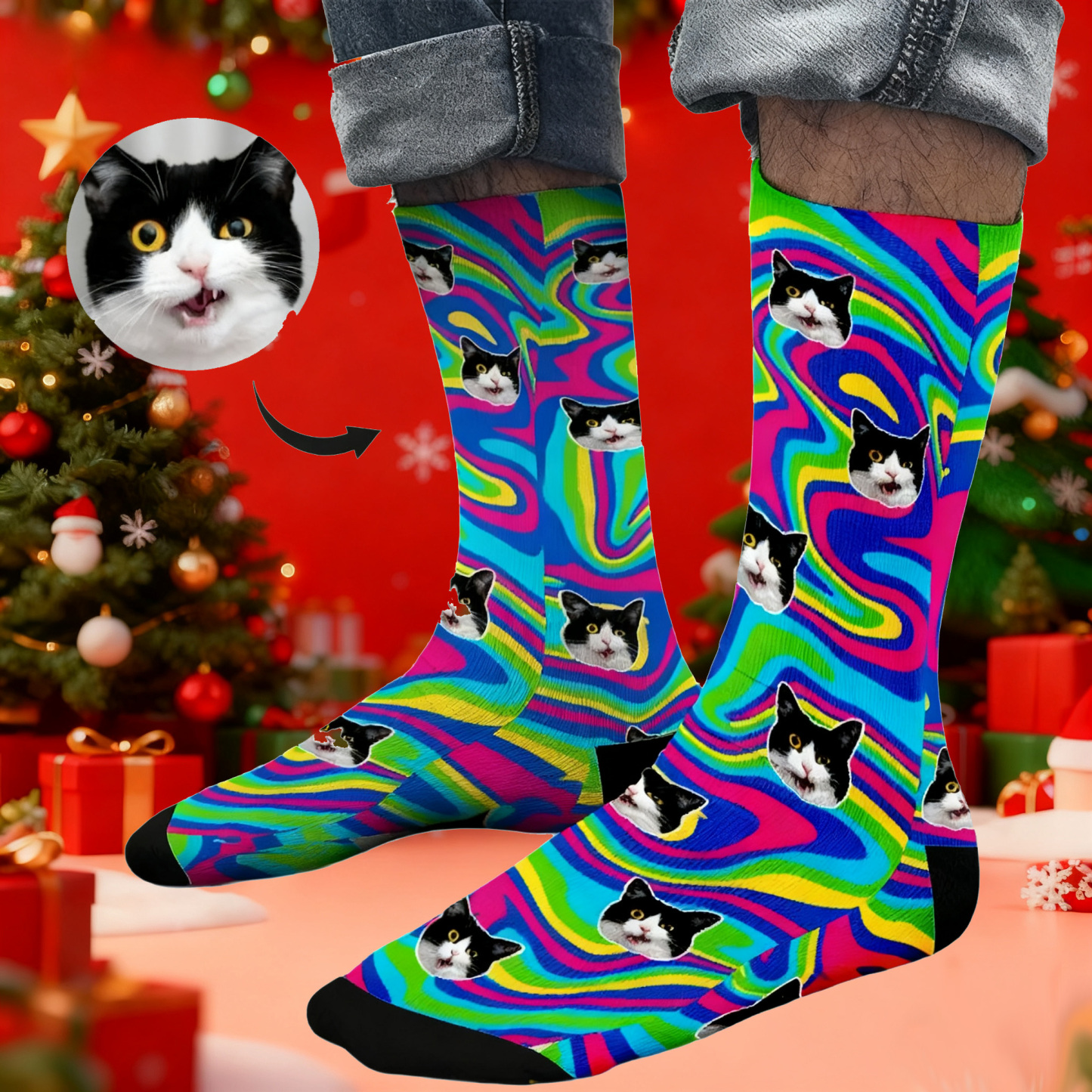 Christmas Socks Custom Face Socks Personalized Funny Custom Design Best Gift Idea for Xmas