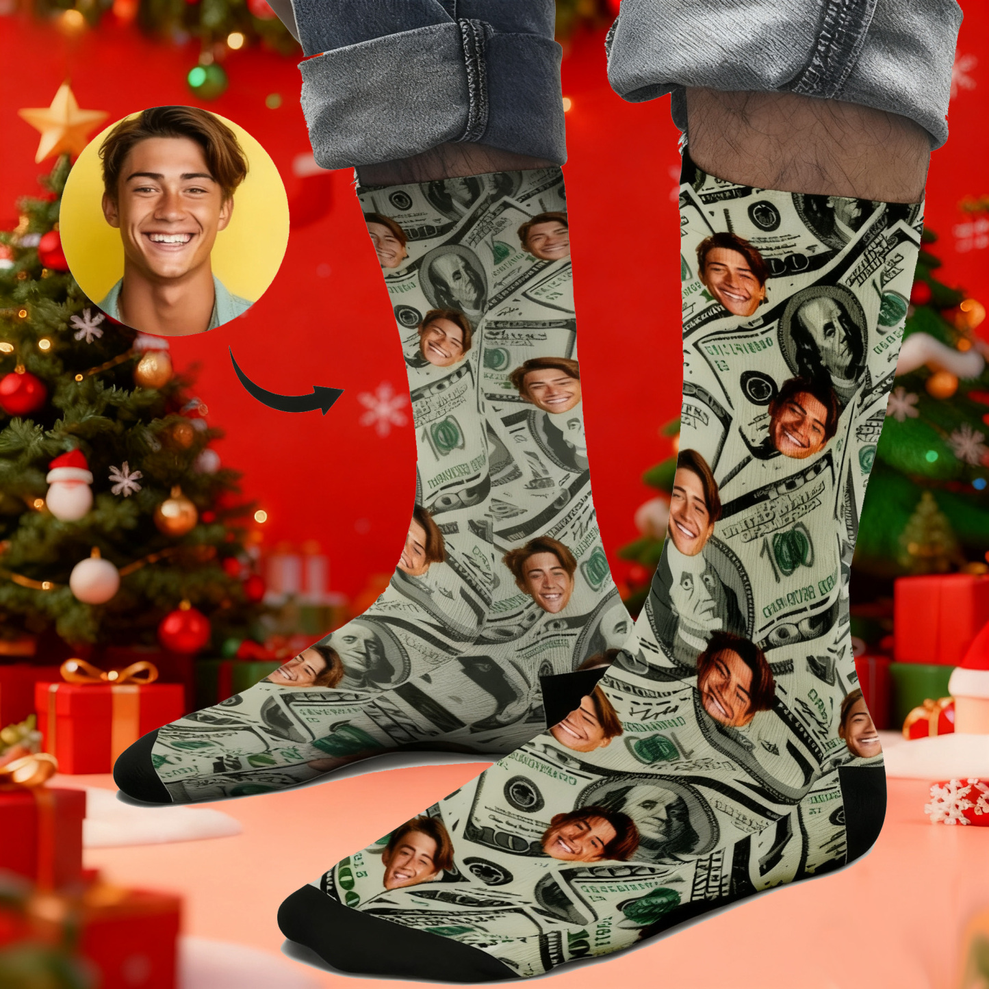 Christmas Socks Custom Face Socks Personalized Funny Custom Design Best Gift Idea for Xmas