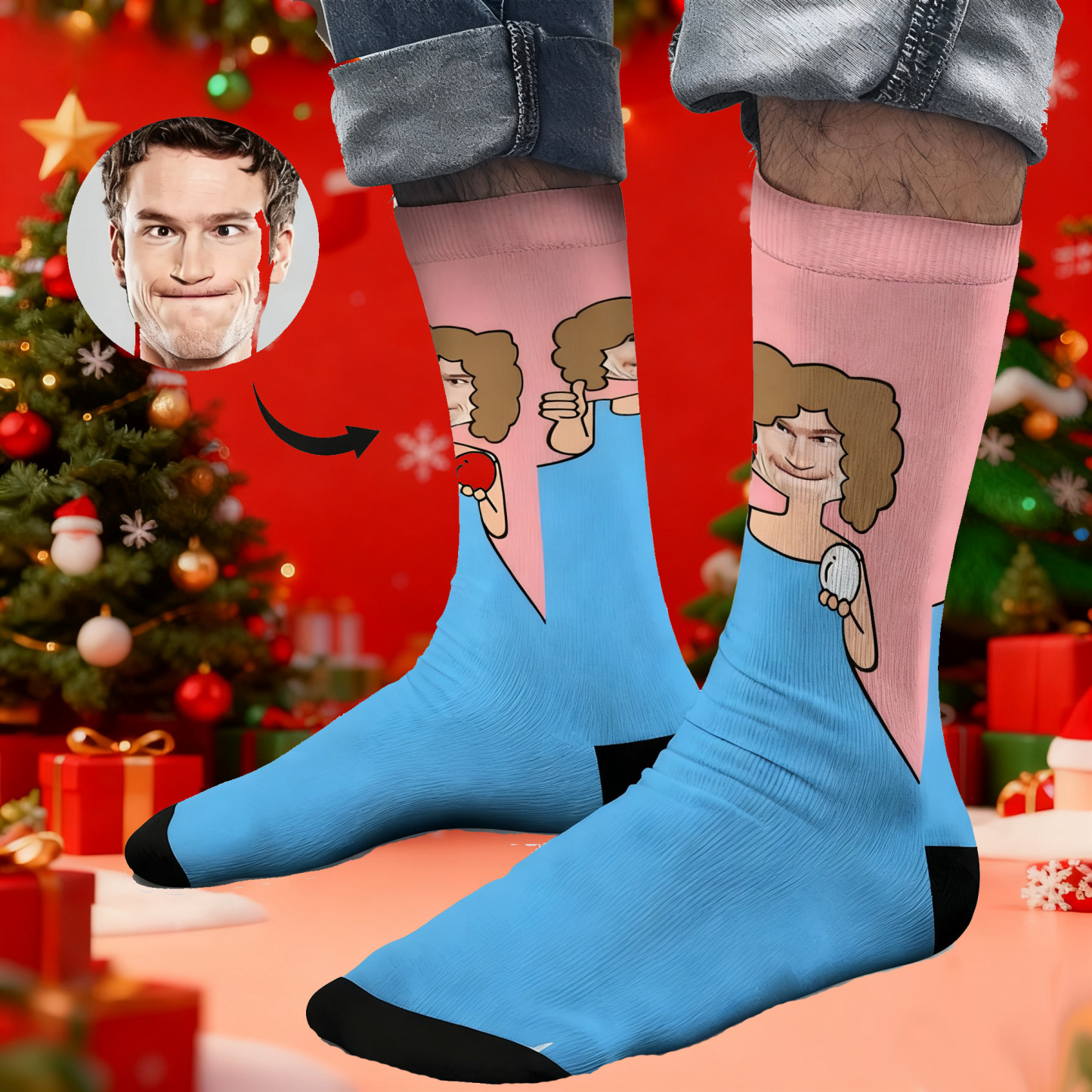 Christmas Socks Custom Face Socks Personalized Funny Custom Design Best Gift Idea for Xmas
