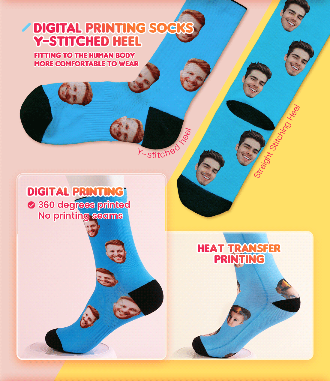 Custom Heart Photo Socks Christmas Funny Face Socks