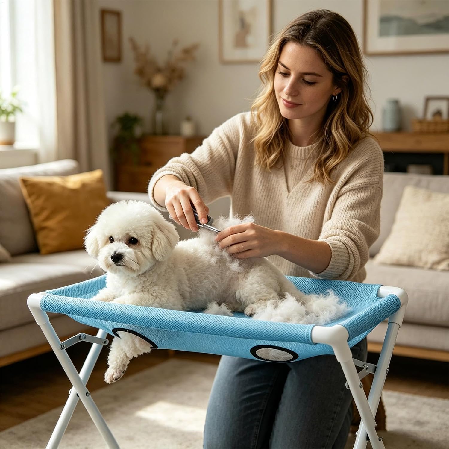 Generic Pet Grooming Hammock with Washing Eight Hole Hammock Helper Hanging Harness for Picking Ears Nail Clipping Home