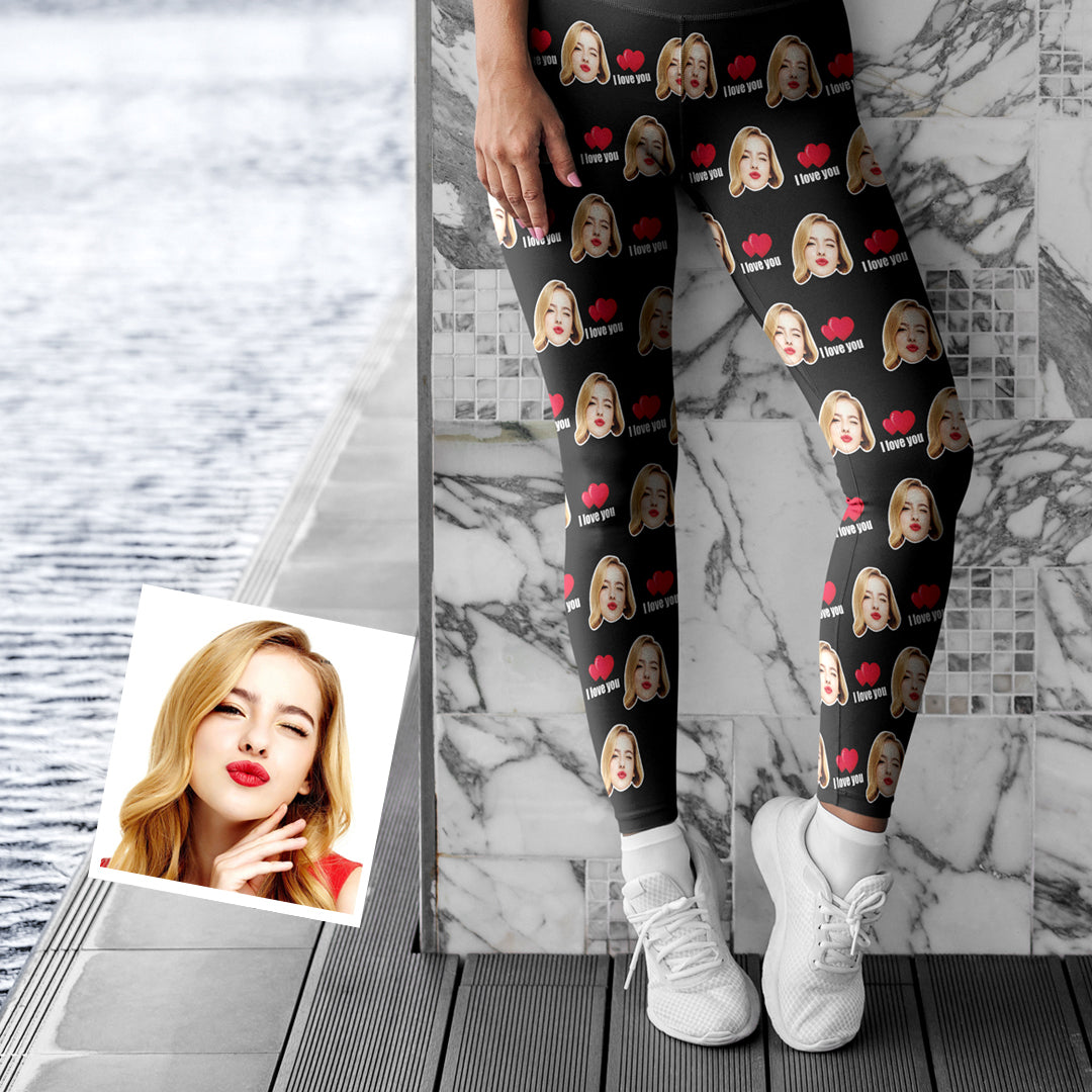 Custom Face Leggings - I Love You-MyPhotoSocks